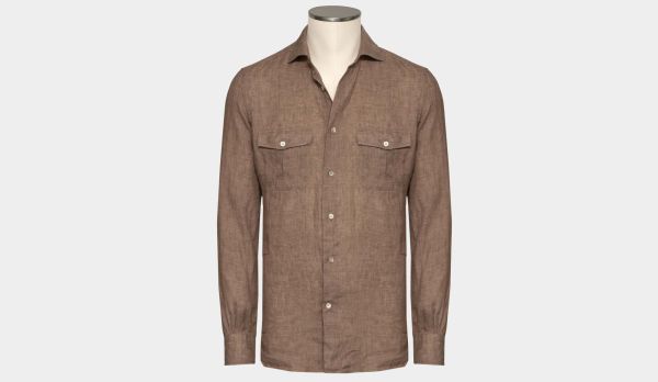 Mazzarelli Cargoshirt Linen Brown