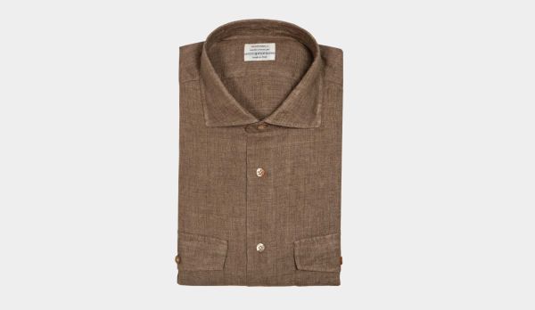 Mazzarelli Cargoshirt Linen Brown