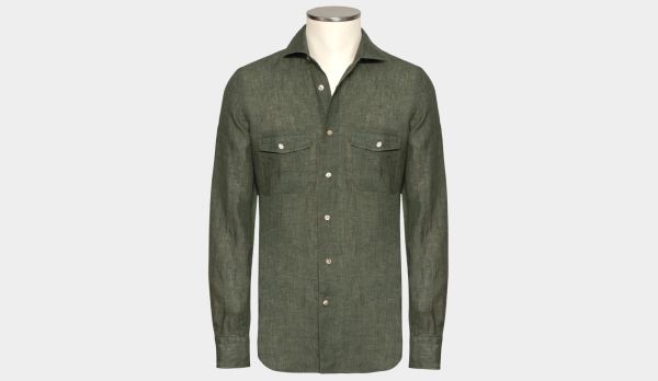 Mazzarelli Cargoshirt Linen Green
