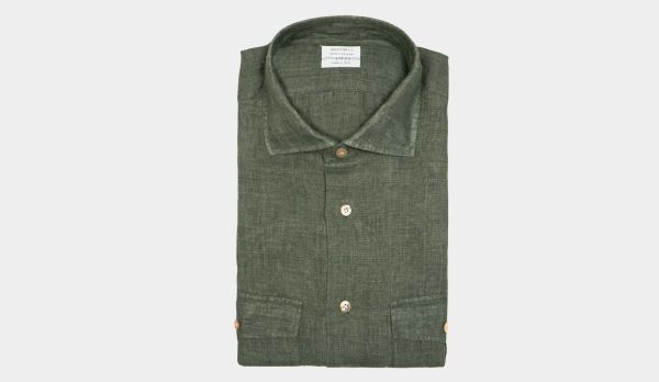 Mazzarelli Cargoshirt Linen Green