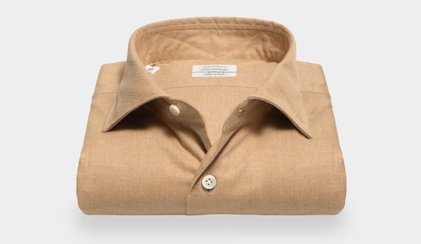Mazzarelli Shirt Cotton Flannel Beige