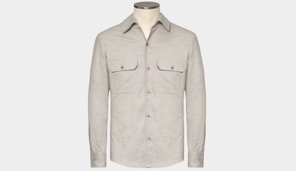 Mazzarelli Overshirt Cotton-Flannel Light-Grey