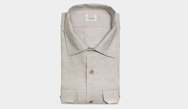 Mazzarelli Overshirt Cotton-Flannel Light-Grey