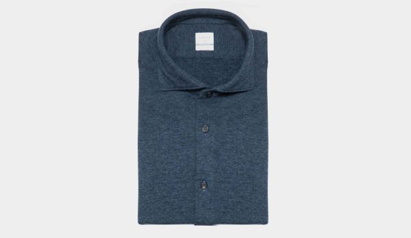 Xacus Shirt Jersey Cotton-Wool Blue