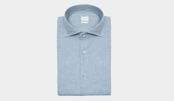 Xacus Shirt Flannel Twill Light-Blue
