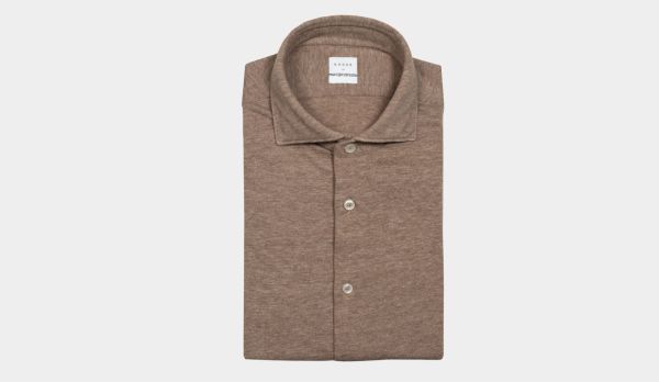 Xacus Shirt Jersey Cotton-Wool Hazelnut
