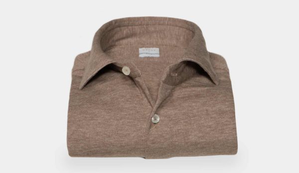 Xacus Shirt Jersey Cotton-Wool Hazelnut