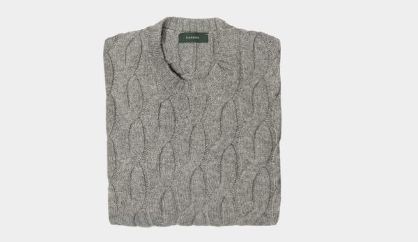 Zanone Geelong Cable Crewneck Grey
