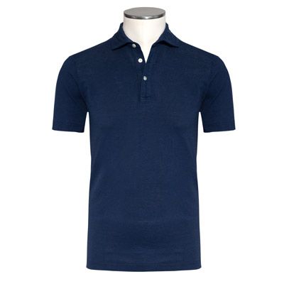 Altea Polo Linen-Cotton Blue 