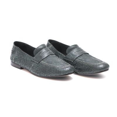 Andrea Ventura Python Loafers Green