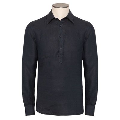 Aspesi Shirt Polo Linen Navy