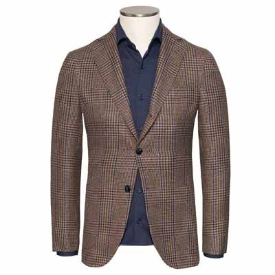 Barba Napoli Jacket Prince de Galles Brown-Blue