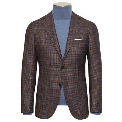 Barba Napoli Jacket Prince of Wales Brown-Blue
