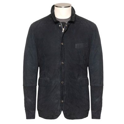Barba Napoli Suede Down Jacket Blue
