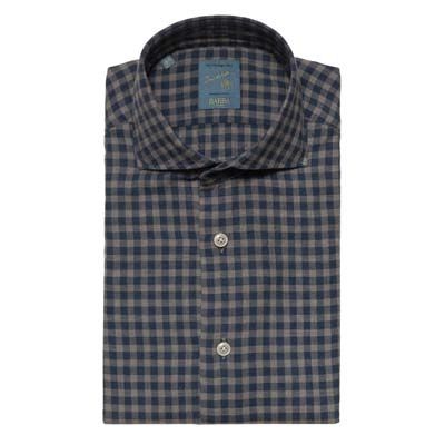 Barba Napoli Flannel Shirt Blue-Grey