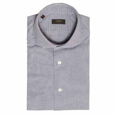 Barba Napoli Shirt Pied-De-Poule Blue