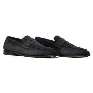 Doucals Suede Penny Loafer Antracite