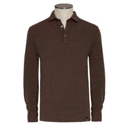 Drumohr Polo Garment Dyed Brown