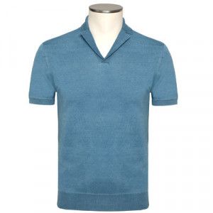Drumohr Knitted V-Polo Denim