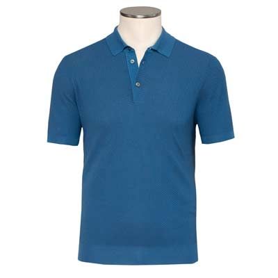 Drumohr Polo Fantasy Weave Blue