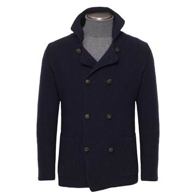 Drumohr Pea Coat Knitted Navy