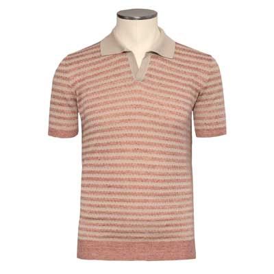 Drumohr Polo Striped Mauve