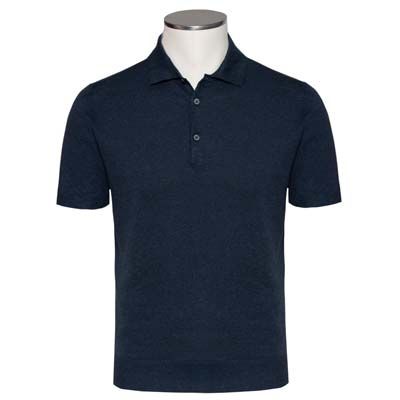 Drumohr Polo Linen-Stretch Blue