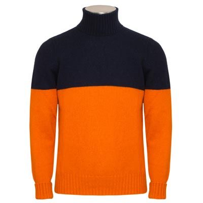 Drumohr Cashmere Roll Neck Blue-Orange