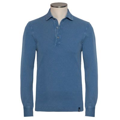Drumohr Polo Garment Dyed Denim Blue