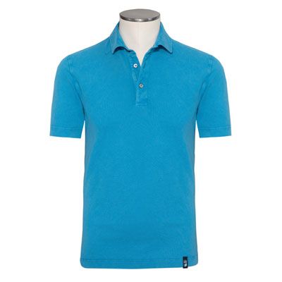 Drumohr Polo Garment Dyed Aqua