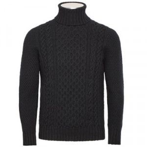 Drumohr Roll Neck Geelong 'Aran' Black