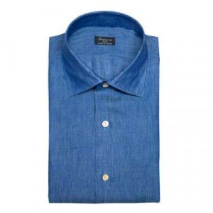 Finamore Shirt Linen Blue