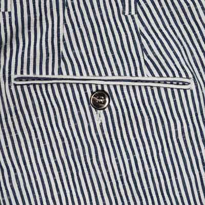 Germano Pleated Striped Trousers Navy