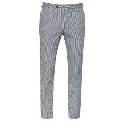 Germano Pleated Striped Trousers Navy