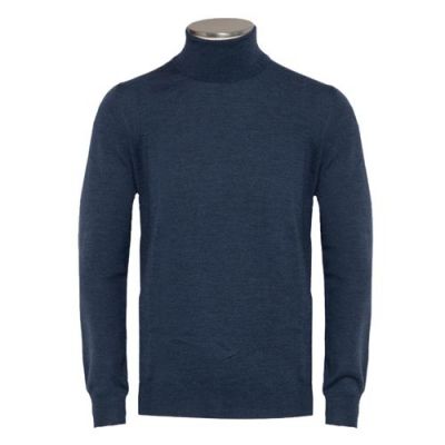 Gran Sasso Roll-Neck Extrafine Merinos Mid Blue