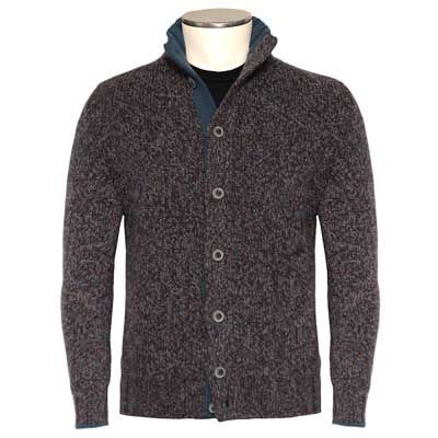 Gran Sasso Super-Geelong Cardigan Petrol-Brown