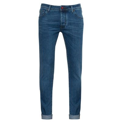 Jacob Cohen Green Stitched Blue Denim Red