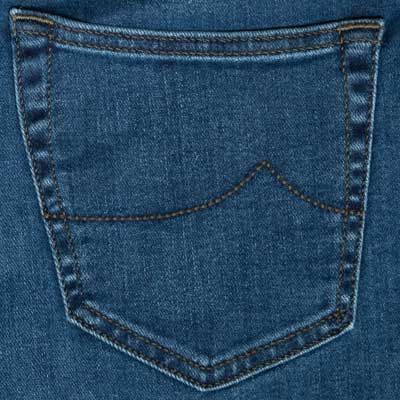 Jacob Cohen Green Stitched Blue Denim Red