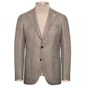 Lubiam Jacket Houndstooth Brown-Beige