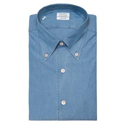 Mazzarelli Denim Shirt Button-Down Light-Blue