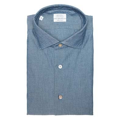 Mazzarelli Shirt Chambray Denim Blue