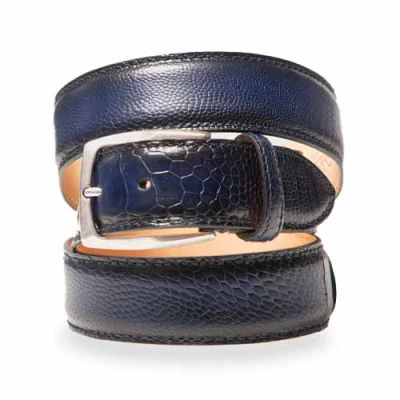 Paolo Vitale Ostrich Leg Belt Blue