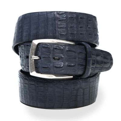 Paolo Vitale Genuine Crocodile Belt Grey-Blue