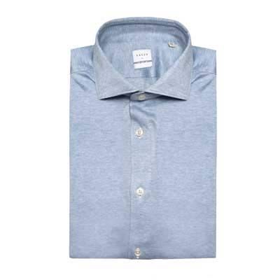 Xacus Cotton-Silk Jersey Light Blue