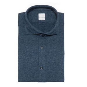 Xacus Shirt Jersey Cotton-Wool Blue