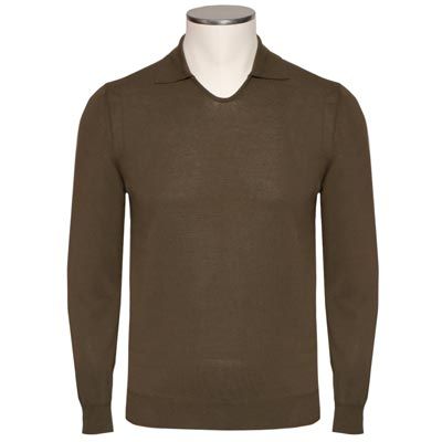 Zanone Polo V-neck Cotton Green