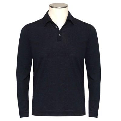 Zanone Polo Longsleeve Wool Blue 