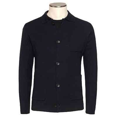 Zanone Knitted Shirt Cardigan Navy