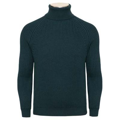 Zanone Roll Neck "English Rib" Merinos Green