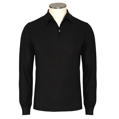 Zanone Ice Cotton Polo Longsleeve Black
